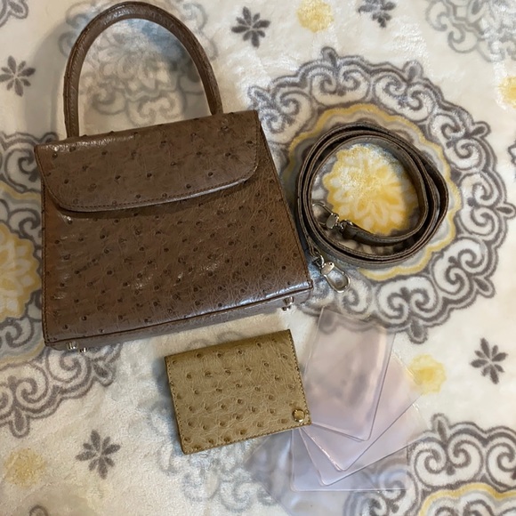 Ostrich leather small handbag and card holder. - Picture 1 of 16